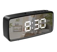 Réveil numérique de Miroir LED, Horloge numérique avec grand affichage à DEL facile à lire de 5.1 po, Snooze, Mode nuit - Noir
