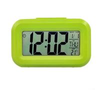 Réveil numérique élégant avec rétroéclairage pour bureau ou table de nuit, comprend une fonction répétition pratique, affiche l'heure, la date et la température (vert)