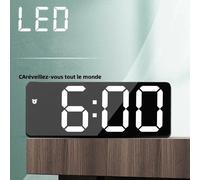 Réveil numérique en acrylique/miroir, commande vocale, Snooze, Mode nuit, horloge de Table, fonction Anti-déruption 12/24H, horloge électronique LED Dual Alarm BW