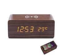 Réveil numérique en bois LED avec température horloges de bureau pour bureau numérique de chevet LED horloge en bois moderne