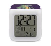 Réveil numérique en forme de crocodile pour chambre à coucher, veilleuse à 7 couleurs changeantes avec fonction snooze, affichage de la température, lampe de chevet à intensité variable, horloge de