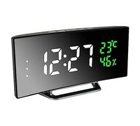 Derkiewn Réveil numérique, Grand écran LED de 6,5 Pouces, réveil de Chevet avec température et humidité, Horloge Miroir avec 3 réveils, luminosité réglable, Sieste, Alimentato USB (B&V)