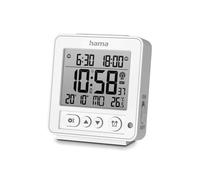 Réveil radio-piloté numérique "Rhodos", LCD, blanc