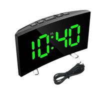 Réveil Numérique - Horloge d'affichage Courbée Lumineuse LED, Grand Mouvement de Bureau Visage | Surface de Luminosité Réglable, Disposition Numérique Numérique Lumineuse,Pour Bureau Bureau D'étude