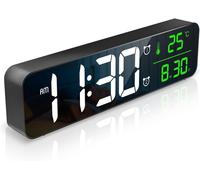Réveil Numérique,Horloge de Chevet LED [Grand Ecran LED 10""],Horloges de Bureau Electriques Miroir avec Date,Heure,Affichage de Température,Répétition,6 Luminosités,4 Volumes,2 Alarmes