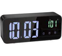 Réveil Numérique,Horloge Digitale avec Grand Écran,Réveil LED,Alarme de Miroir Portable,Horloge de Chevet,3 Alarmes,Fonction Snooze,12/24H,Luminosité Réglable,pour Bureau de Chambre
