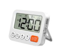 Réveil Numérique Horloge Digitale Minuterie Affichage Large Bouton Simple Fonction Alarme Matériau PP Adapté pour Bureau Étudiant Cuisine Salle de, Blanc