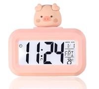 Réveil Numérique,Horloge électronique Mignonne de Dessin animé,réveil numérique Multifonctionnel avec Affichage LED de la température intérieure, Horloge de Bureau pour Chambre à Coucher (Pink Piggy)