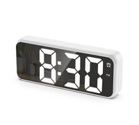 Réveil numérique, horloge LED, affichage de la température, grand écran 6in, luminosité réglable, 12/24H - Blanc