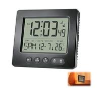 Réveil Numérique, Horloge Réveil Numérique Radio Pilotée avec 2 Alarmes Fuseaux Horaires Réglables Lumière Température et Fonction Affichage Date Snooze Grands Chiffres 7 Langues avec 2 piles AAA Noir