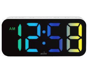 Réveil Numérique Jaxon Avec Affichage LED Multicolore, Blanc - 16512
