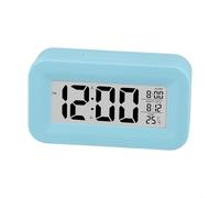 Réveil numérique LCD avec calendrier et thermomètre pour bureau et voyage, avec plusieurs options d'alarme (bleu)