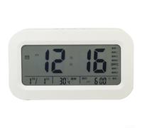 Réveil numérique LCD avec écran multicolore et capteur de température, plusieurs alarmes, répétition, gradation automatique pour chambre d'enfant ou bureau d'étude (noir)