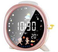 Réveil numérique LCD LED, 15 cm en plastique ABS, affichage électronique silencieux de l'heure et de la température avec veilleuse réglable, plusieurs alarmes pour chambre ou bureau (rose fleur)