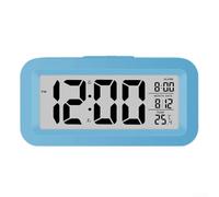 Réveil numérique LCD pour chambre à coucher, avec calendrier et lecture de la température, plusieurs réglages d'alarme, son d'alarme progressive, convient pour le bureau et les voyages (bleu)