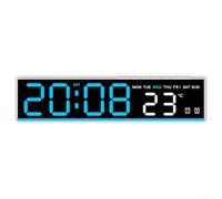 Réveil numérique LED 5523, horloge multifonction avec affichage de la température, calendrier hebdomadaire, horloge de chevet alimentée par USB (blanc + bleu)