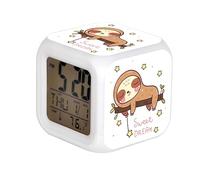 Réveil numérique LED à 7 couleurs changeantes avec date, alarme, thermomètre, réveil, bureau, enfant, paresseux, ours, dessin animé, dormir sur un arbre
