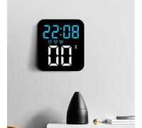 Réveil numérique LED avec 3 alarmes indépendantes - Affichage flexible de 3 niveaux de luminosité - Grand pour une lecture facile / date / table ou montage mural - Plastique ABS - Bleu (bleu)