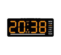 Réveil numérique LED avec 5 niveaux de réglage de la luminosité, affichage 12/24 heures et °C/°F, DC 5 V ou alimenté par piles - pour voitures, camping-cars, yachts, maison (orange)