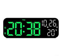 Réveil numérique LED avec affichage de la température et du calendrier, double alarme avec 3 niveaux de luminosité réglables et commande vocale, lumière blanche bleue (lumière noire verte)