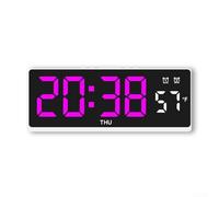 Réveil numérique LED avec deux alarmes, affichage de la température en temps réel avec options Fahrenheit et Celsius, lumière contrôlée par la voix avec cinq réglages de luminosité (coque blanche rose