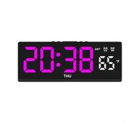 Réveil numérique LED avec deux alarmes, affichage de la température en temps réel avec options Fahrenheit et Celsius, lumière contrôlée par la voix avec cinq réglages de luminosité (coque noire rose)