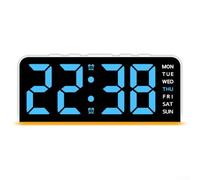 Réveil numérique LED avec fonction snooze, affichage de la date et éclairage ambiant avec luminosité réglable pour s'adapter à différents paramètres et préférences de la pièce (coque blanche bleue)