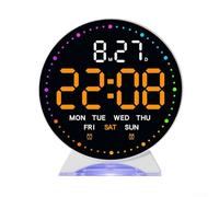 Réveil numérique LED avec lumière ambiante multicolore, horloge de bureau électronique avec affichage de la date, jour, semaine, luminosité réglable avec mode veille, saut (H)