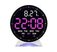 Réveil numérique LED avec lumière ambiante multicolore, horloge de bureau électronique avec affichage de la date, jour, semaine, luminosité réglable avec mode veille, saut (G)