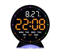 Réveil numérique LED avec lumière ambiante multicolore, horloge de bureau électronique avec affichage de la date, jour, semaine, luminosité réglable avec mode veille, saut (D)