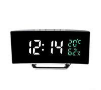 Réveil numérique LED avec suivi de l'heure, de la température et de l'humidité, équipé d'un mode nuit et trois niveaux de luminosité pour réduire la fatigue oculaire (blanc et vert)