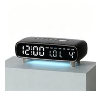 Réveil numérique LED avec veilleuse, affichage plein écran, date, semaine, température, 3 niveaux de luminosité, minuterie réglable, port de sortie USB, chambre à coucher, bureau, blanc, 21,5 x 7,2 x