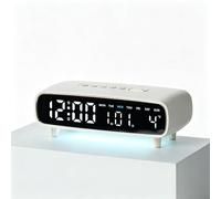 Réveil numérique LED avec veilleuse, affichage plein écran, date, semaine, température, 3 niveaux de luminosité, minuterie réglable, port de sortie USB, chambre à coucher, bureau, blanc, 21,5 x 7,2 x