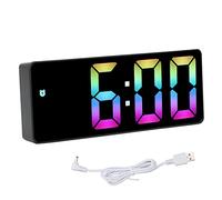 Réveil Numérique LED coloré, Grandes Horloges LED et Miroir Réveil électronique Horloge de Bureau Moderne pour Chambre à Coucher Décor de Bureau à Domicile