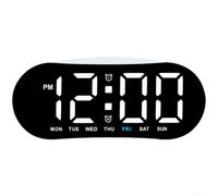 Réveil numérique LED minimaliste avec affichage clair de l'heure, de la date, de la semaine, deux alarmes et options de couleur, design compact pour chambre à coucher ou bureau, bleu (blanc)