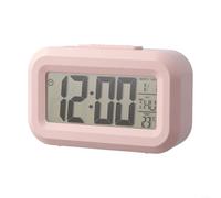 Réveil numérique LED moderne avec affichage de la température, fonction snooze, grand écran, format 12/24 heures, fonctionne à piles pour la maison, le bureau, la chambre (rose)