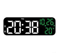 Réveil numérique LED moderne avec calendrier de température, double phase de lune, alarmes, 3 niveaux de luminosité, contrôle vocal pour chambre à coucher, bureau, décoration de bureau (lumière