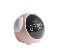 Réveil numérique LED pour enfants avec écran incurvé et fonction snooze, surveillance de la température, alimenté par USB - Motif dessin animé rose ou blanc (rose)