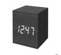 Réveil numérique, mini réveil cube moderne en bois avec lumière LED, affichage de l'heure, de la date et de la température-EASS