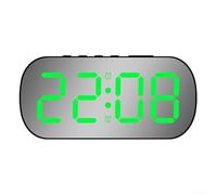 Réveil numérique miroir, 12,8 x 6,5 x 3,5 cm, luminosité réglable, affichage LED avec format 12/24 heures, température et date, pour chambre à coucher, bureau, utilisation de bureau (B-vert)