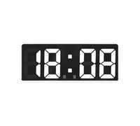 Réveil numérique moderne avec commande vocale, température ambiante et fonction snooze pour de meilleurs matins (coque noire blanche)