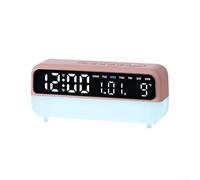 Réveil numérique moderne avec température, grand écran LED avec minuteur de compte à rebours pour entraînement de cuisine, veilleuse pour chevet (rose)