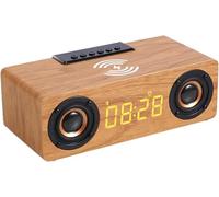 Réveil Numérique Moderne en Bois avec Haut-Parleur, 9,3 X 4,3 X 4,3 Pouces, Charge sans Fil, Sortie 6w, Léger
