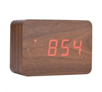 Réveil numérique moderne en bois avec port USB, LED et chargeur, affichage plus lumineux, forme carrée, commande vocale et mode économie
