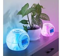 Réveil numérique affichage LED avec date température changement de couleur RGB avec 6 tons naturels, plastique transparent, H 8,5 cm, set de 2 pièces