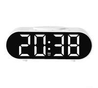 Réveil numérique multifonction avec affichage LED, charge rapide 15 W, commande vocale, 3 alarmes, veilleuse (blanc)