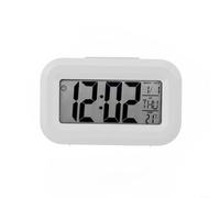 Réveil numérique multifonction avec veilleuse et fonction snooze pour une utilisation sur le bureau, affichage de l'heure, de la date et de la température en degrés Celsius ou Fahrenheit (blanc)