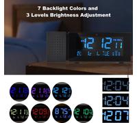 Réveil numérique multifonctionnel Horloge électronique de bureau Écran LCD 7 couleurs rétroéclairé Affichage de l'humidité/température avec Snooze Veilleuse Radio FM Sortie USB Capteur IR Fonctions po
