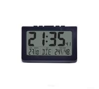 Réveil numérique mural avec écran LCD - Affichage de l'heure, de la date, de la température et de l'humidité - Affichage multilingue du jour de la semaine - Noir