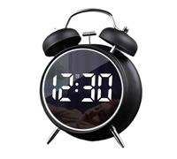 Réveil numérique noir Double cloche LED À brancher ou piles Métal silencieux Alarme forte pour dormeurs lourds Pour adultes